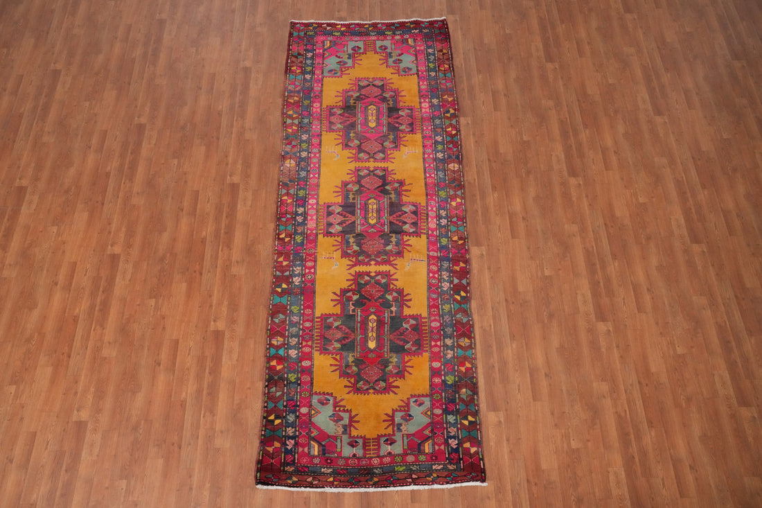 Handmade Wool Meshkin Persian Runner Rug 4x11