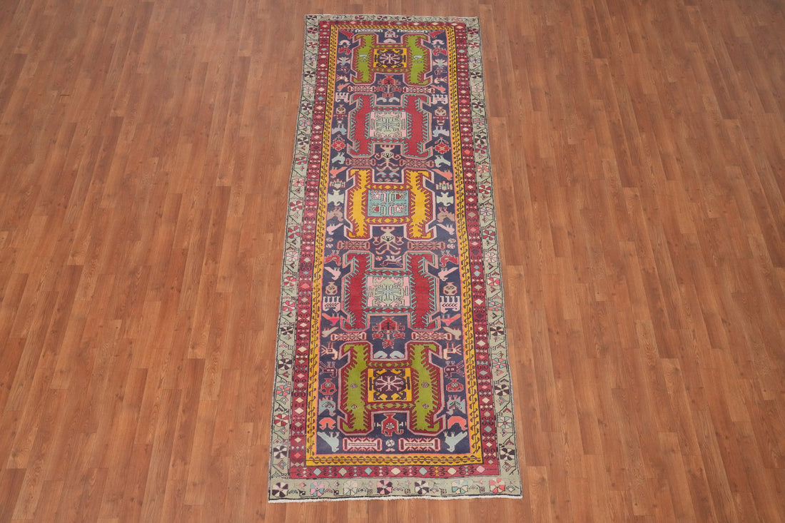 Animals Design Wool Meshkin Persian Runner Rug 4x10