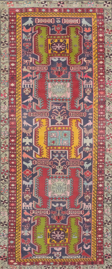 Animals Design Wool Meshkin Persian Runner Rug 4x10
