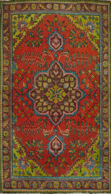 Orange Wool Floral Tabriz Persian Rug 3x5