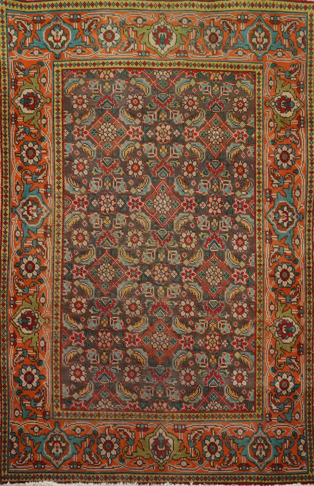 Vintage Wool Geometric Tabriz Persian Rug 3x5