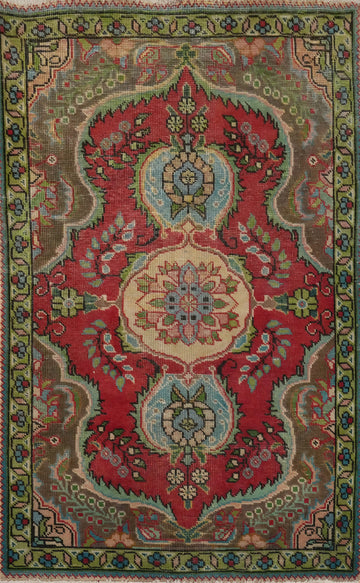 Handmade Wool Vintage Tabriz Persian Rug 3x5