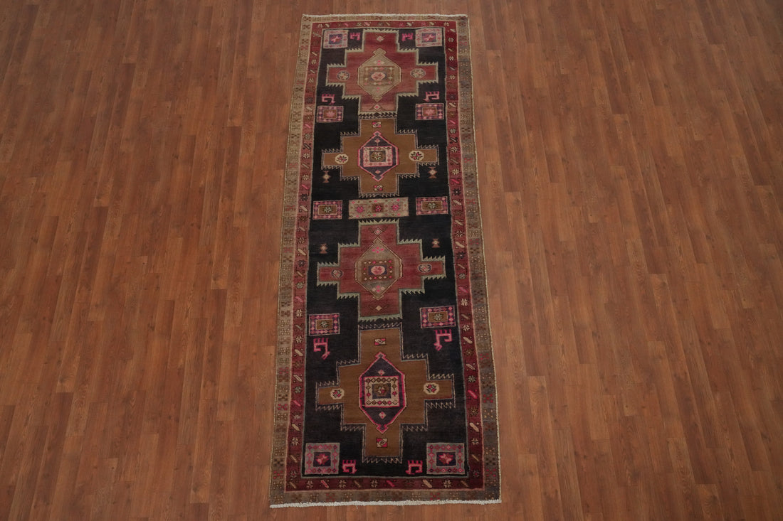 Tribal Geometric Ardebil Persian Runner Rug 3x9