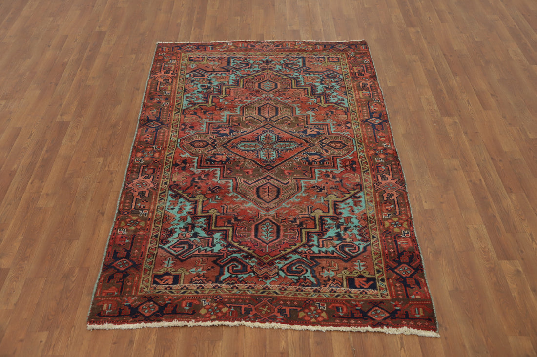 Vegetable Dye Wool Heriz Persian Rug 5x7