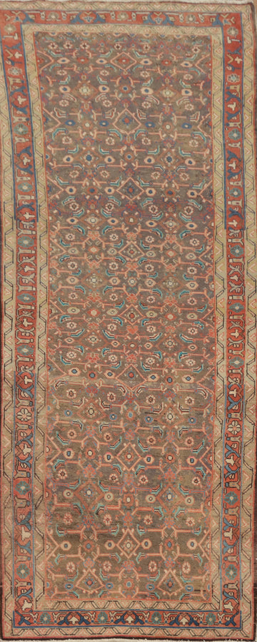 Vintage Wool Geometric Mahal Persian Runner Rug 3x10