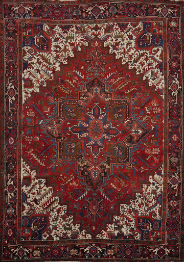 Vintage Red Wool Heriz Persian Area Rug 8x10