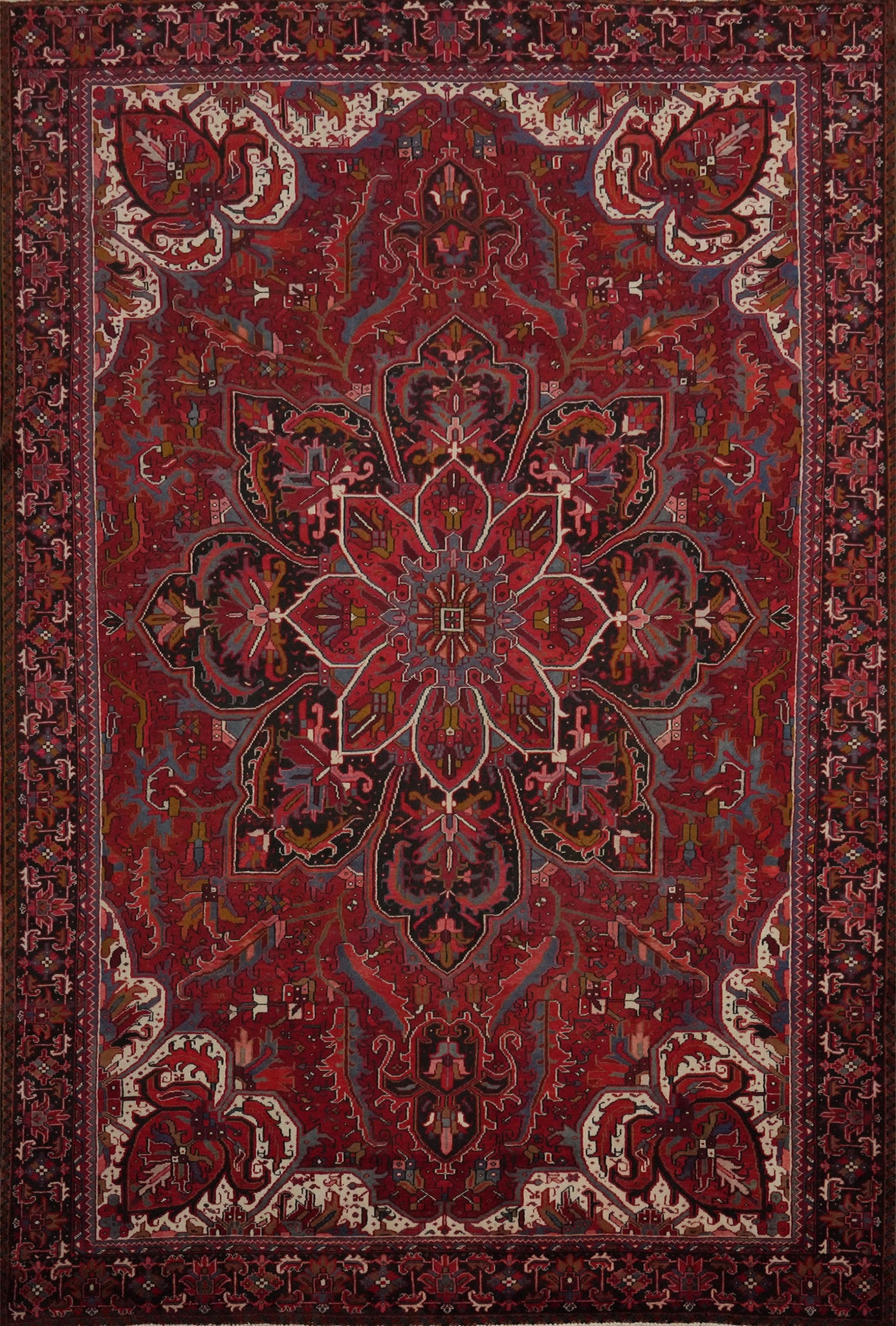 Handmade Red Wool Heriz Persian Large Rug 10x14