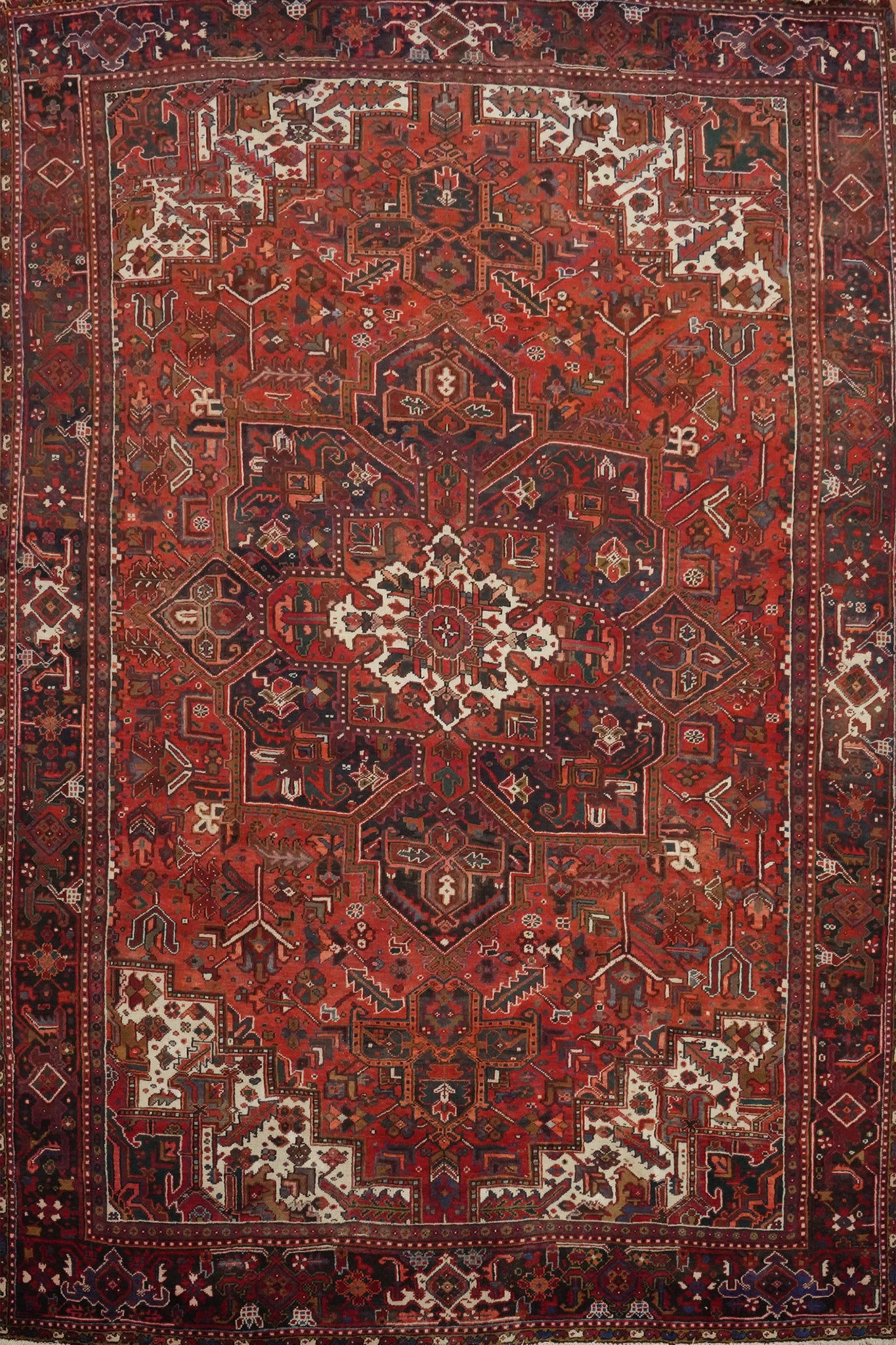 Geometric Wool Heriz Persian Area Rug 10x13
