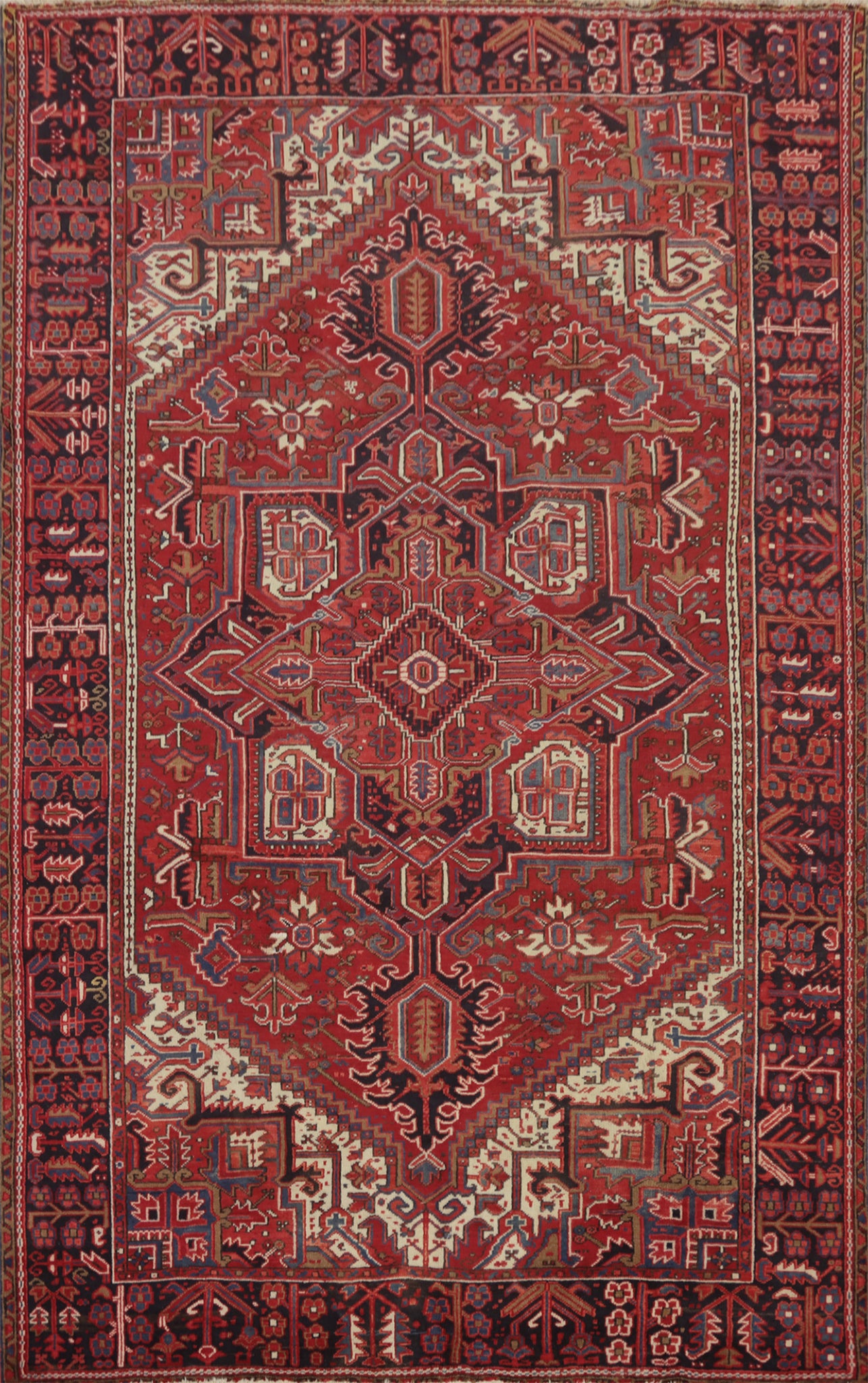 Handcrafted Red Wool Heriz Persian Area Rug 8x11