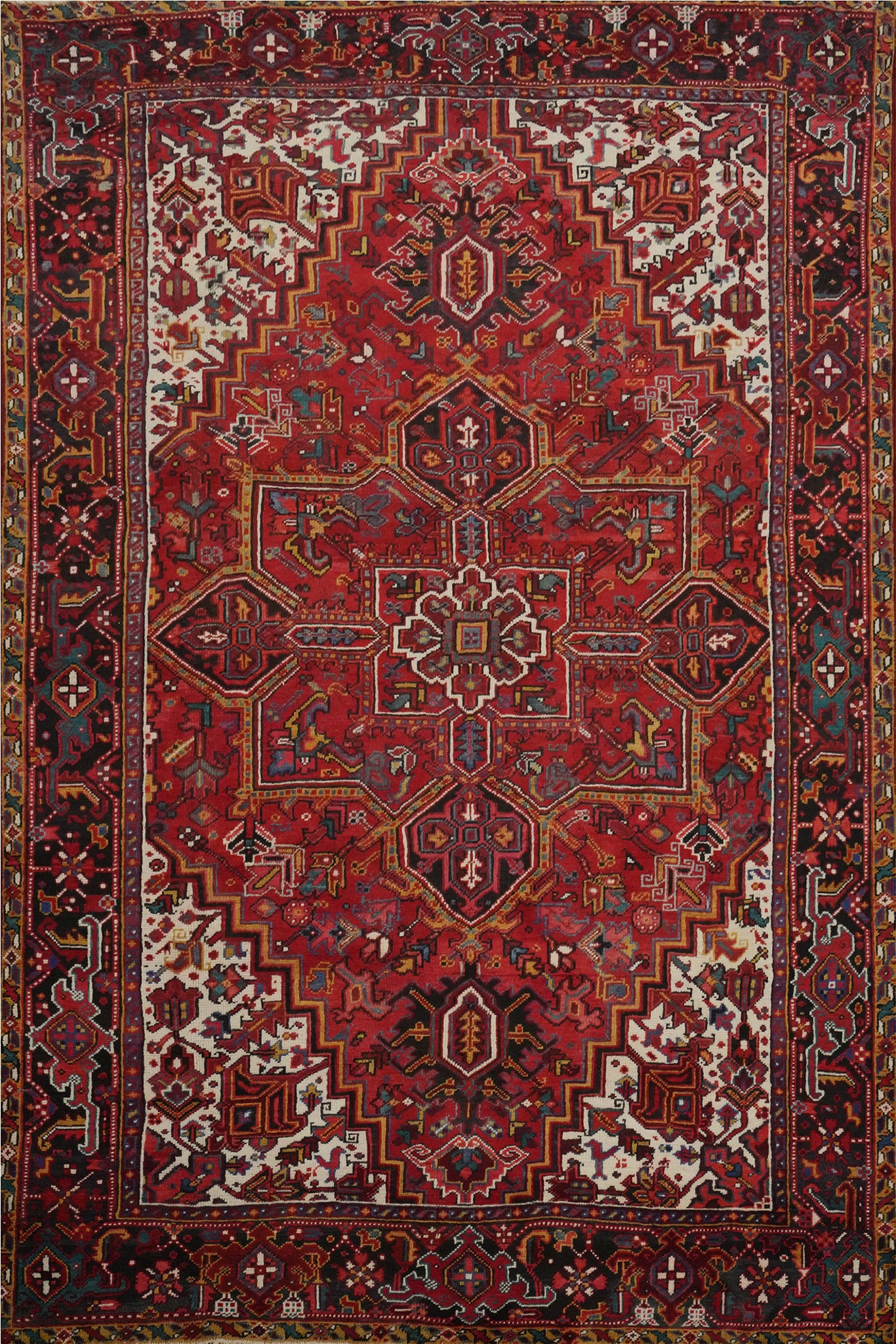 Red Geometric Wool Heriz Persian Area Rug 8x11