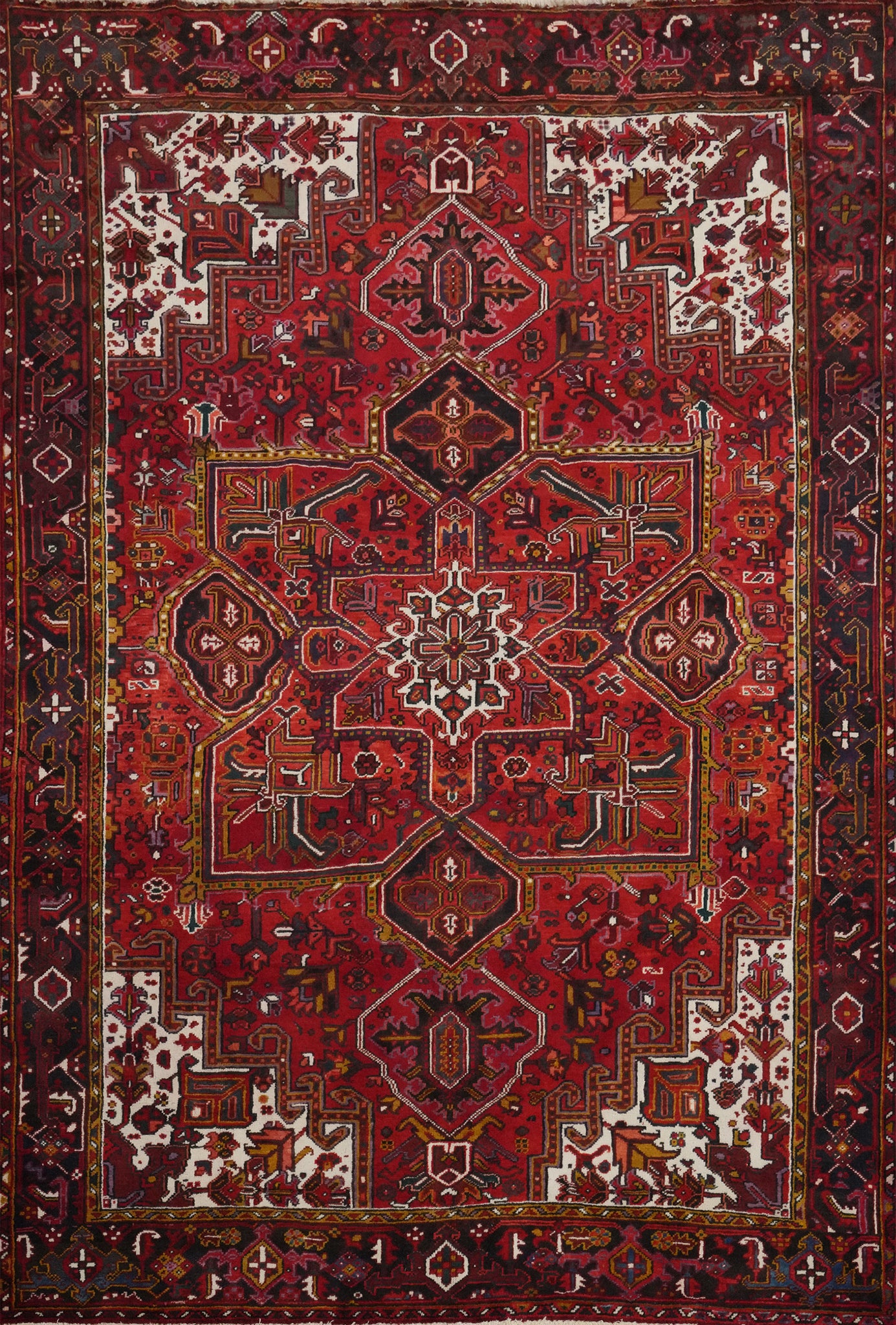 Vintage Red Wool Heriz Persian Area Rug 8x11