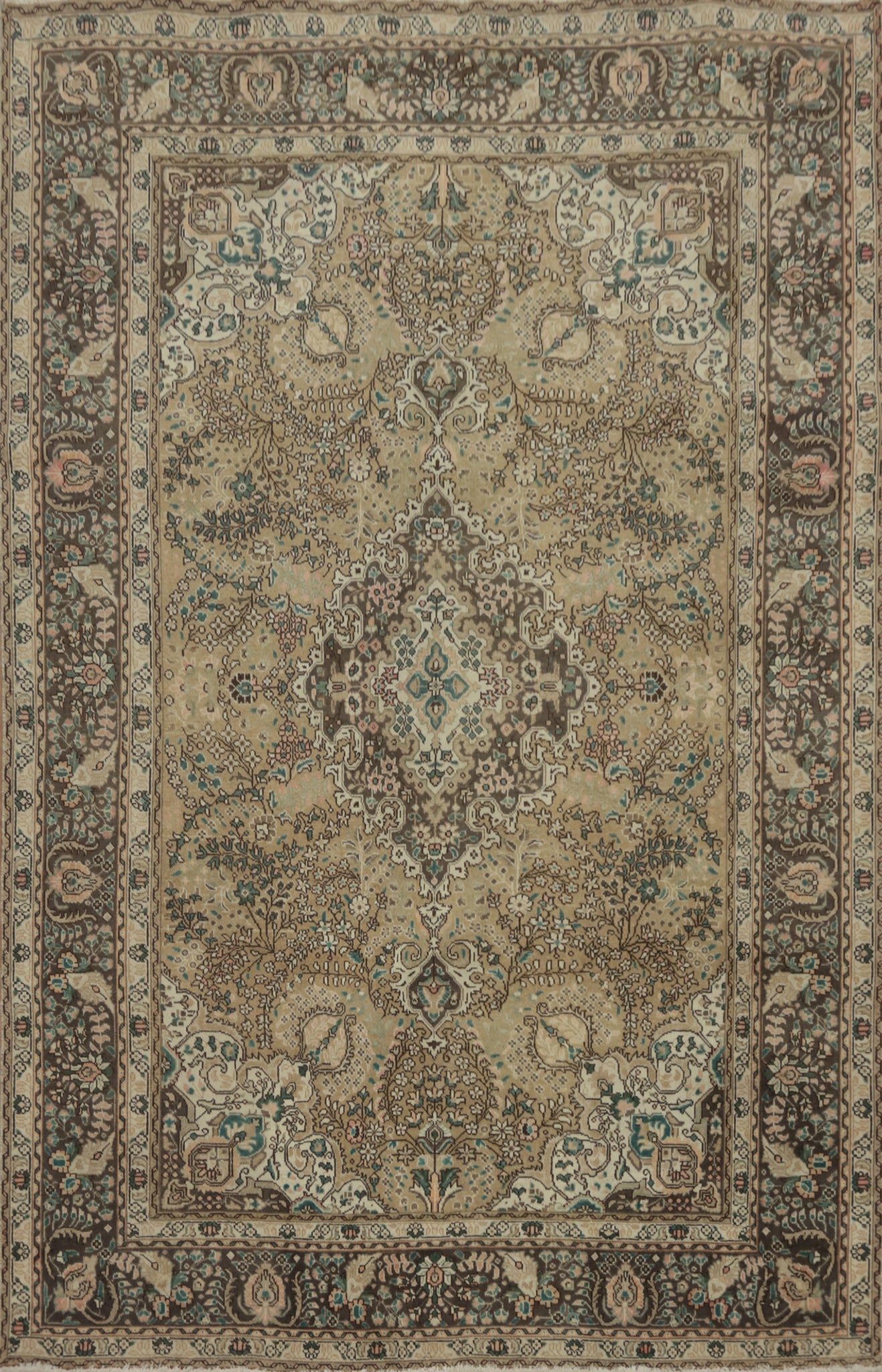 Traditional Wool Floral Tabriz Persian Area Rug 6x9