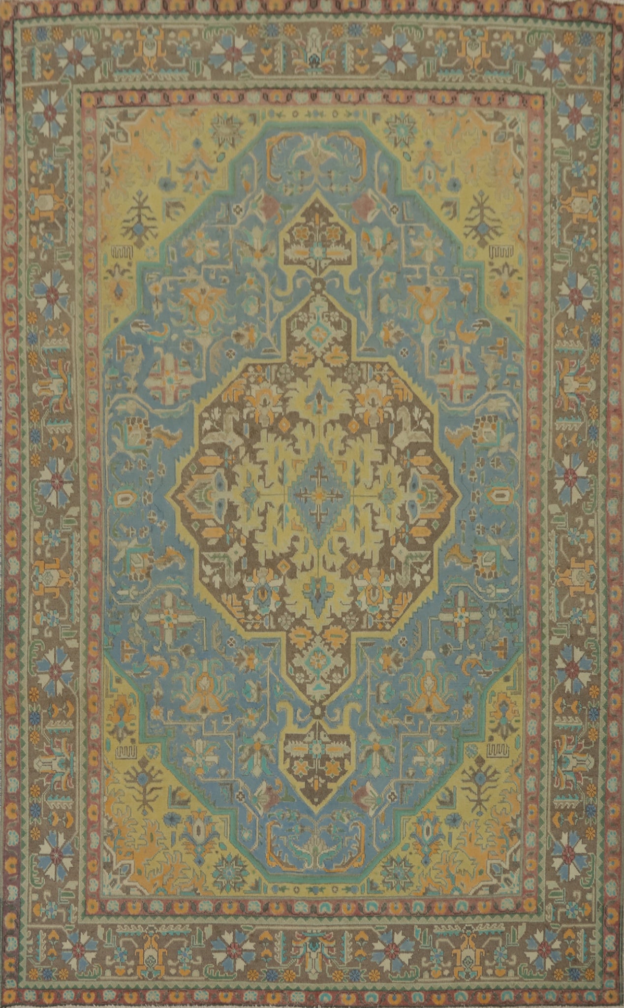 Handmade Blue Tabriz Persian Area Rug 6x10