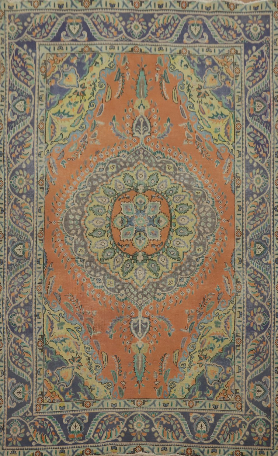 Orange Wool Traditional Tabriz Persian Area Rug 6x9