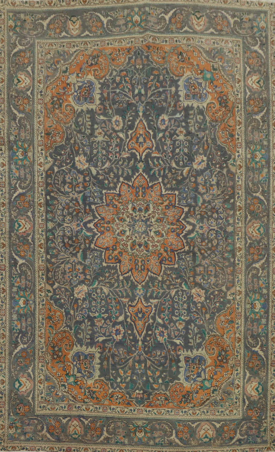 Vintage Wool Floral Tabriz Persian Area Rug 6x10