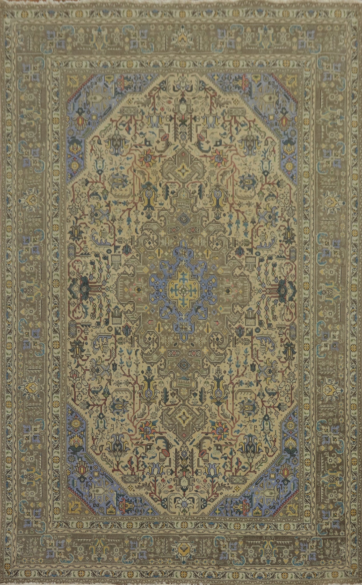 Geometric Wool Tabriz Persian Area Rug 6x9