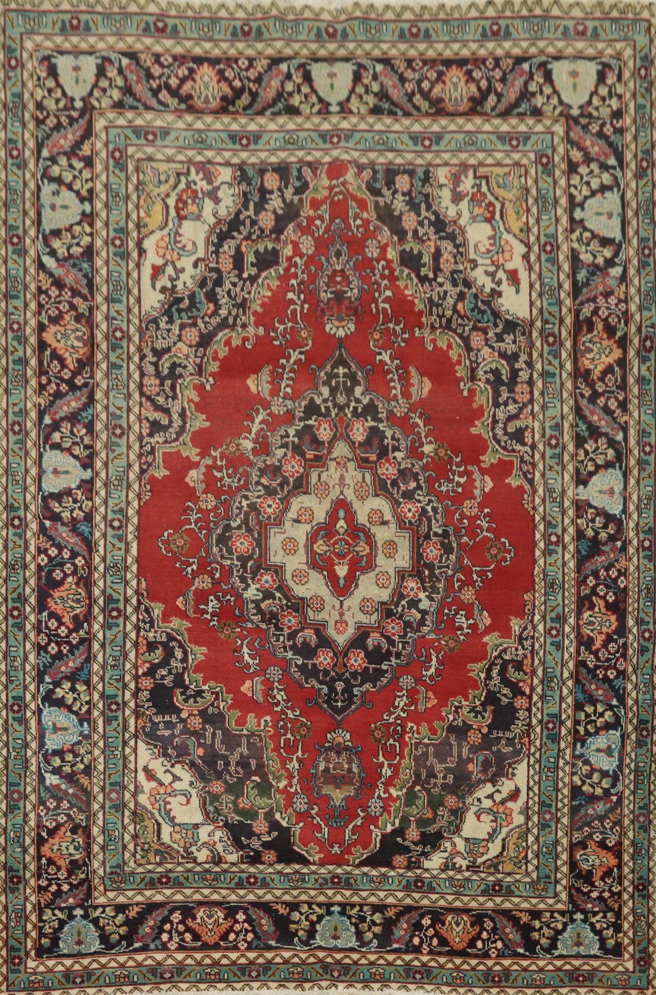 Traditional Red Tabriz Persian Area Rug 6x9
