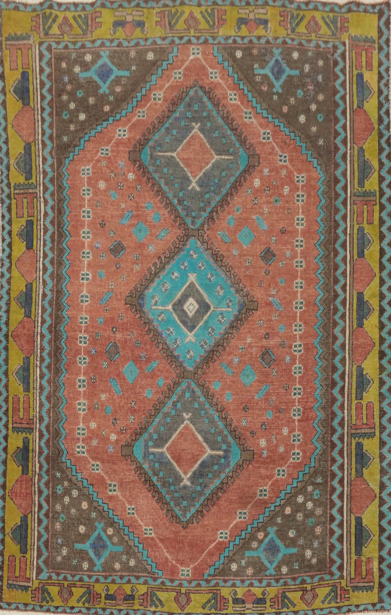 Tribal Geometric Bakhtiari Persian Rug 5x7