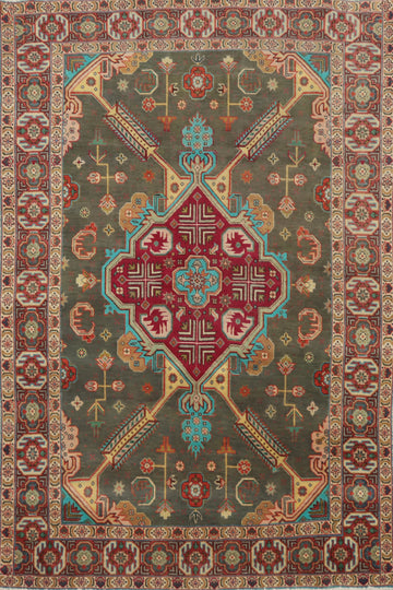 Handmade Geometric Tabriz Persian Rug 4x6