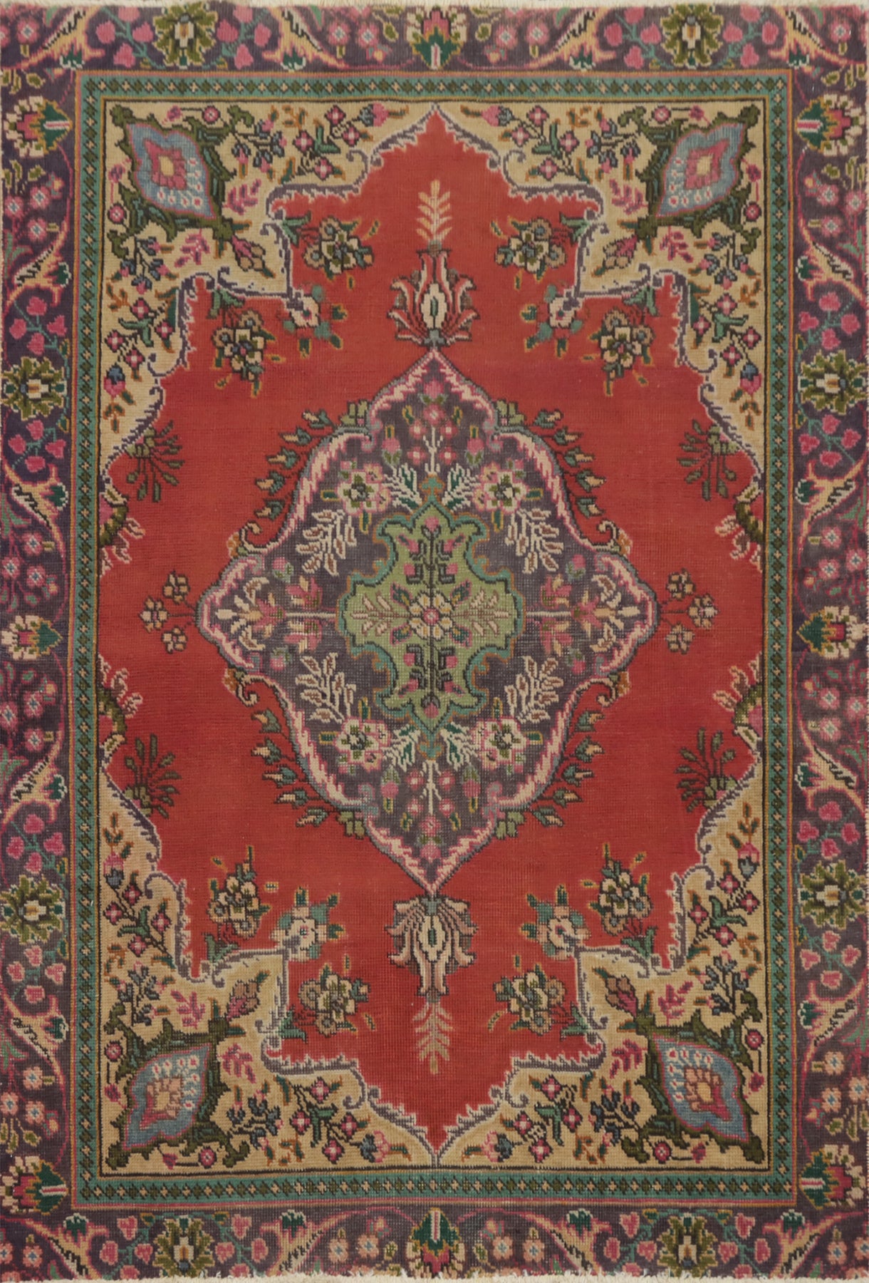 Vintage Wool Tabriz Persian Rug 4x6