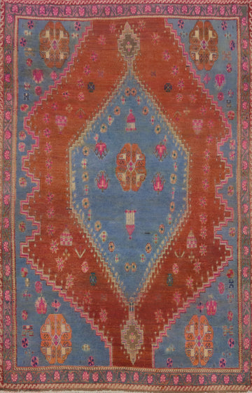 Orange Wool Tribal Sirjan Persian Rug 4x7