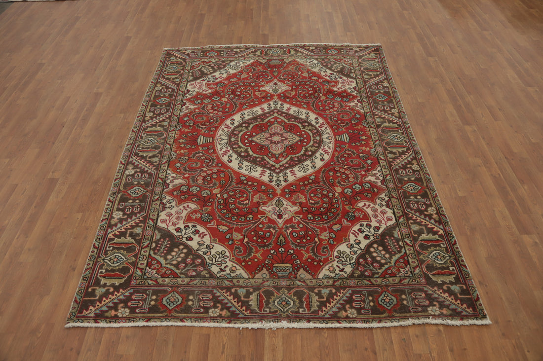 Traditional Floral Tabriz Persian Area Rug 7x9
