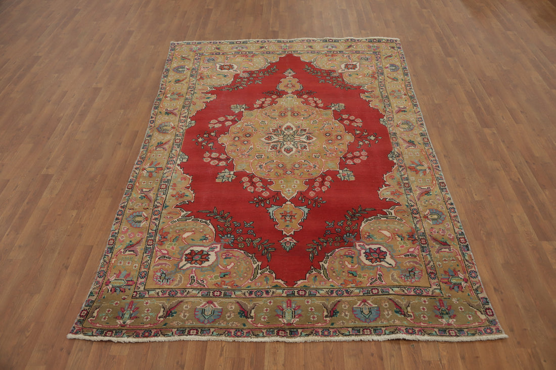Traditional Red Tabriz Persian Area Rug 6x9