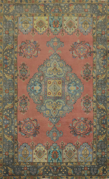 Pink Wool Vintage Tabriz Persian Area Rug 6x10