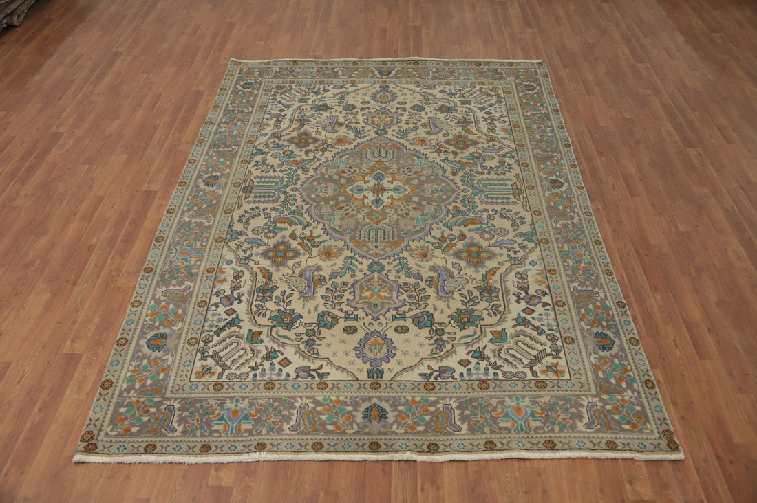 Handmade Wool Tabriz Persian Area Rug 7x9