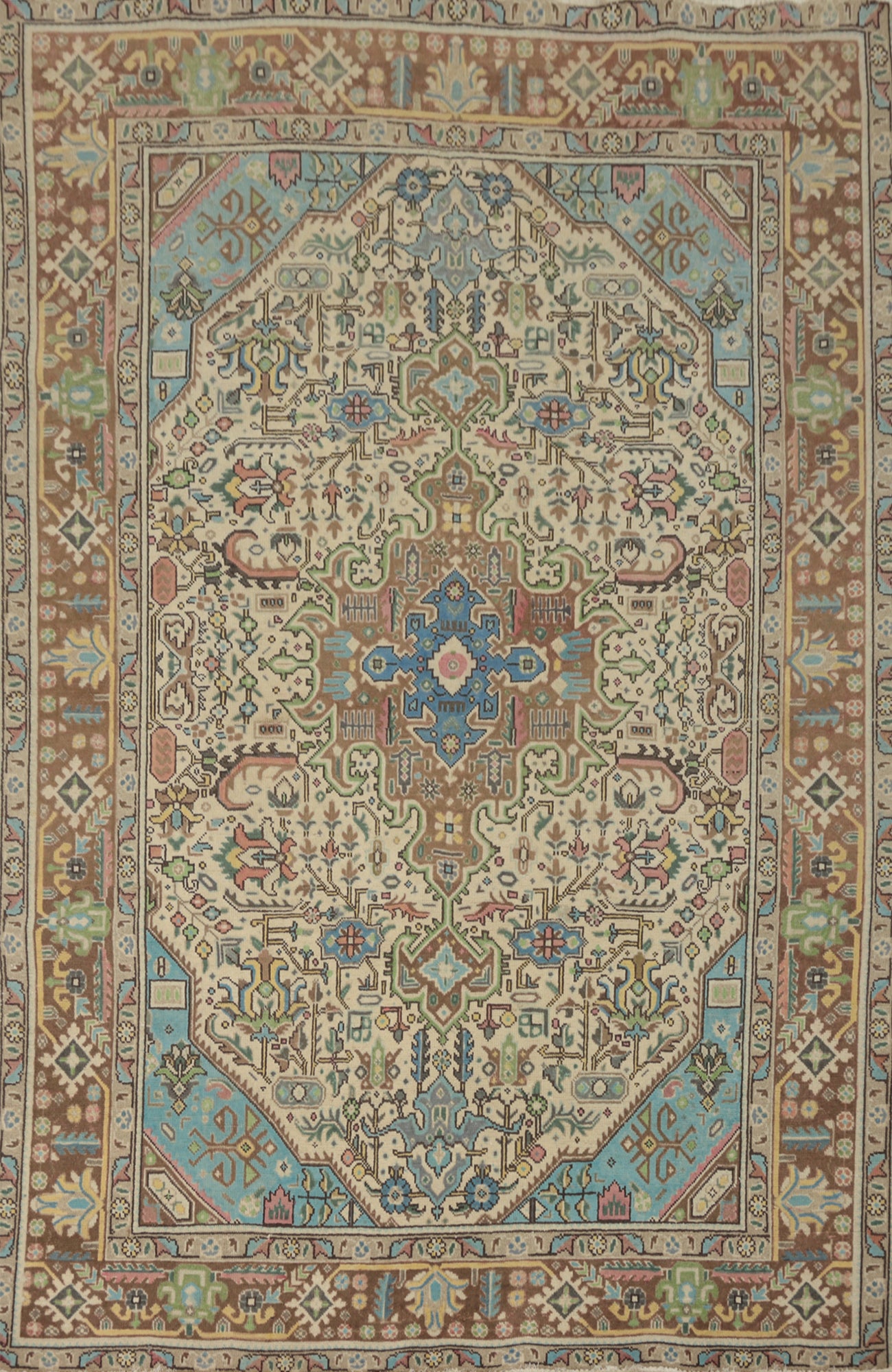 Handmade Geometric Tabriz Persian Area Rug 6x9