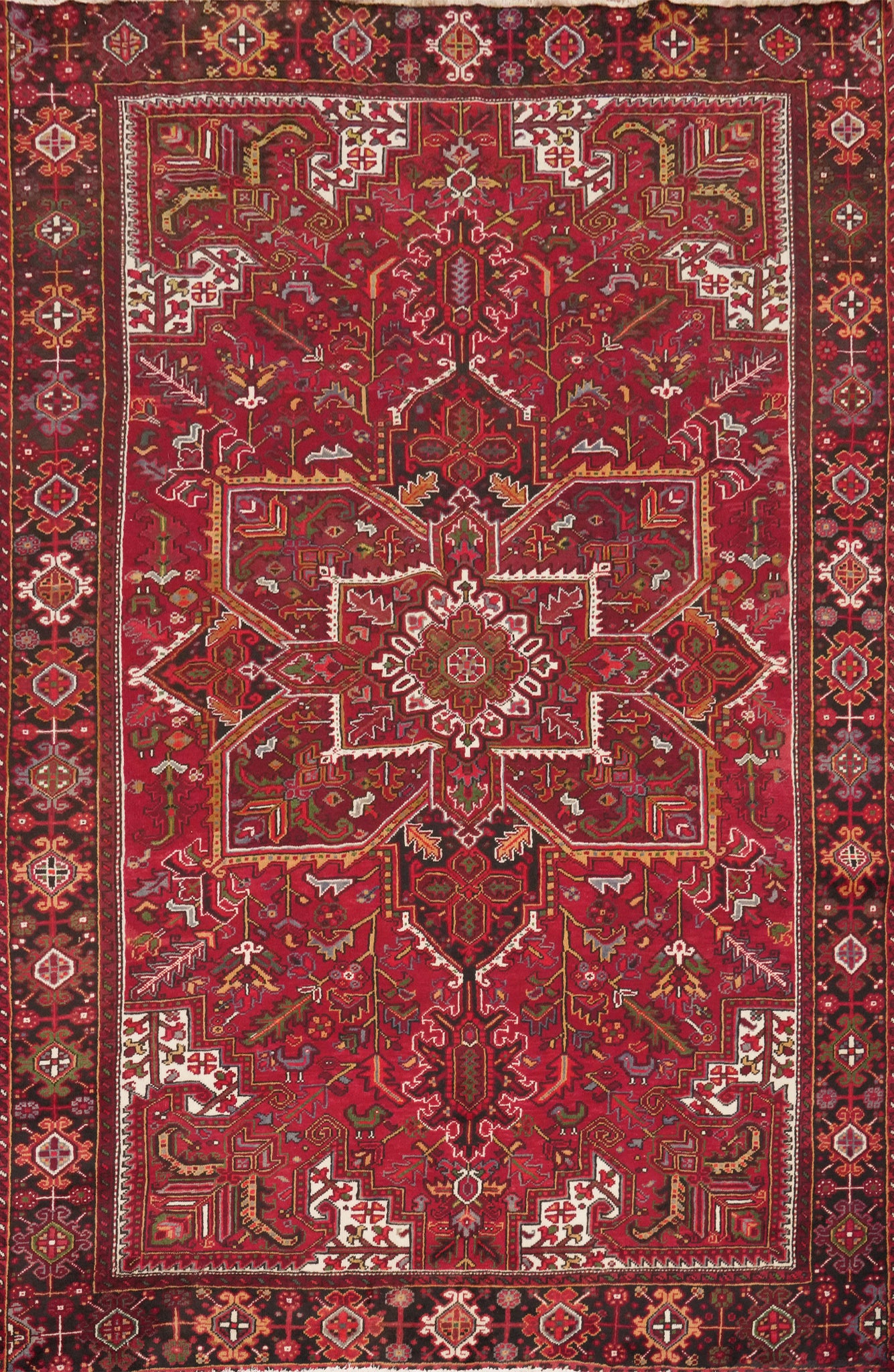 Geometric Red Wool Heriz Persian Area Rug 8x10