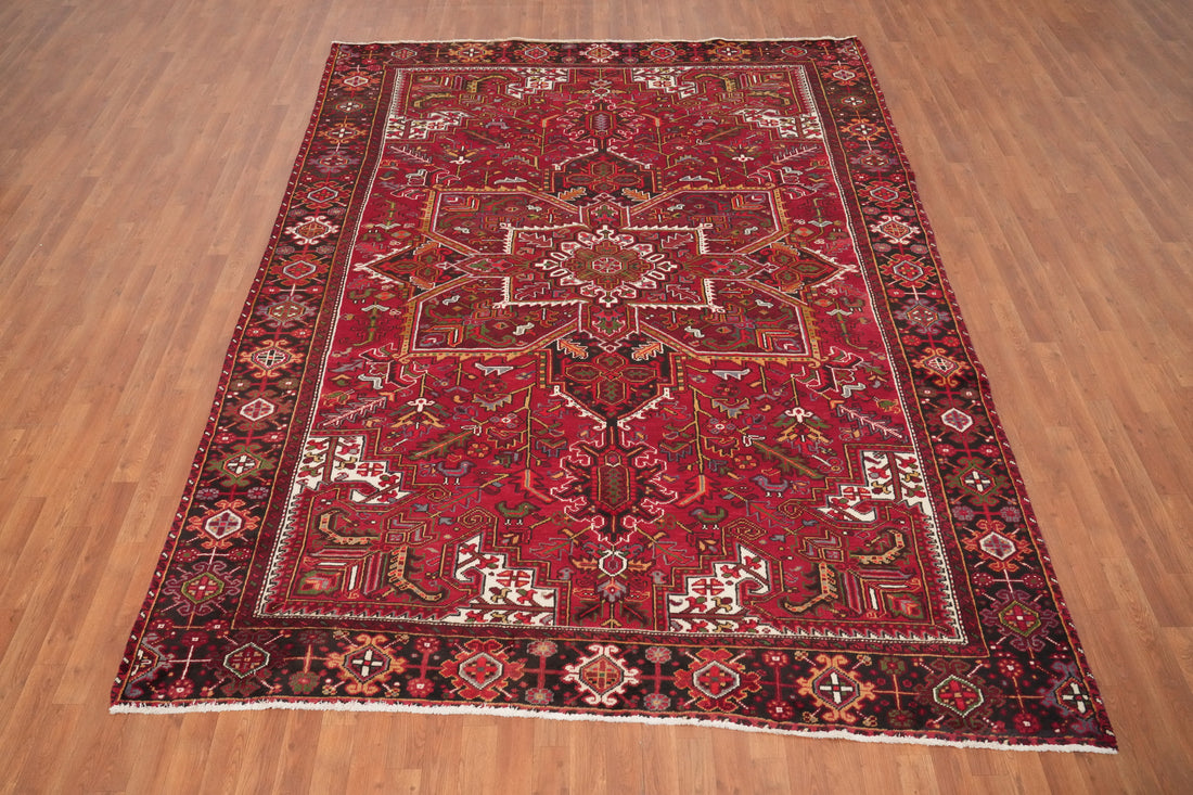 Geometric Red Wool Heriz Persian Area Rug 8x10