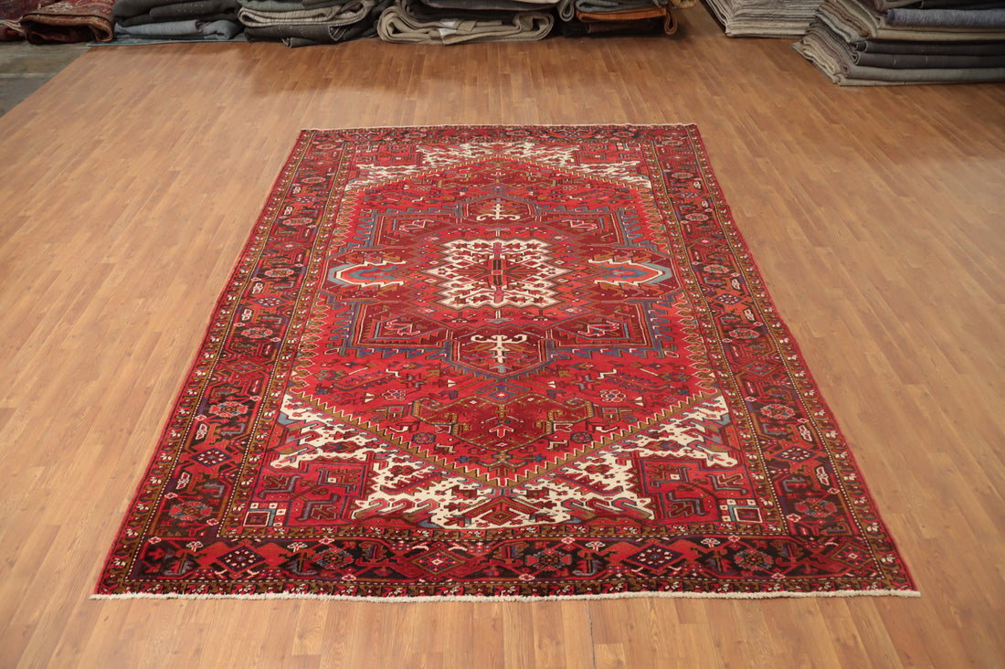 Vintage Geometric Heriz Persian Area Rug 8x11