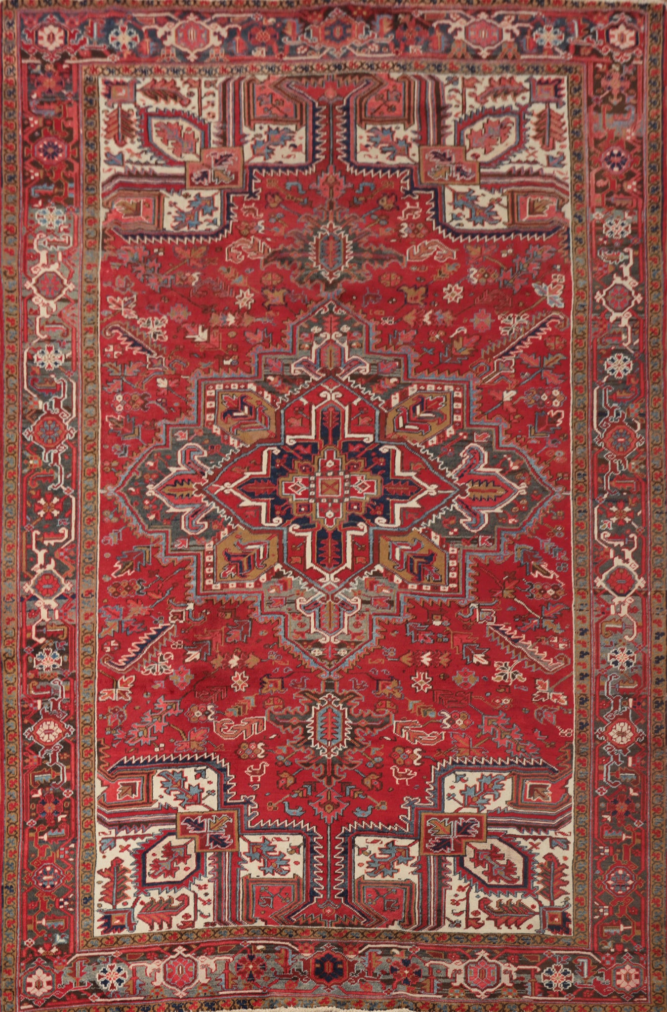 Geometric Wool Heriz Persian Area Rug 8x11