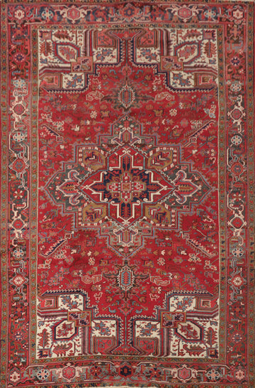 Geometric Wool Heriz Persian Area Rug 8x11