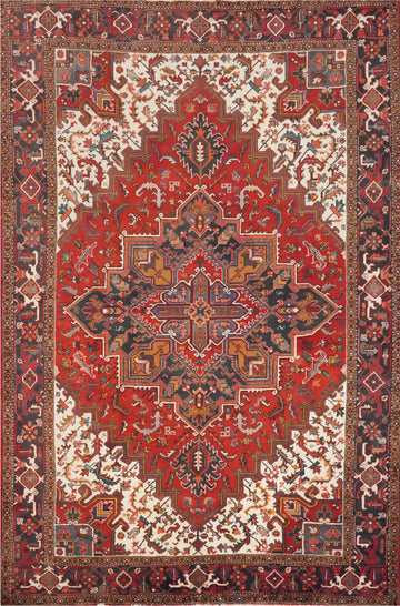 Geometric Heriz Persian Vegetable Dye Rug 7x10