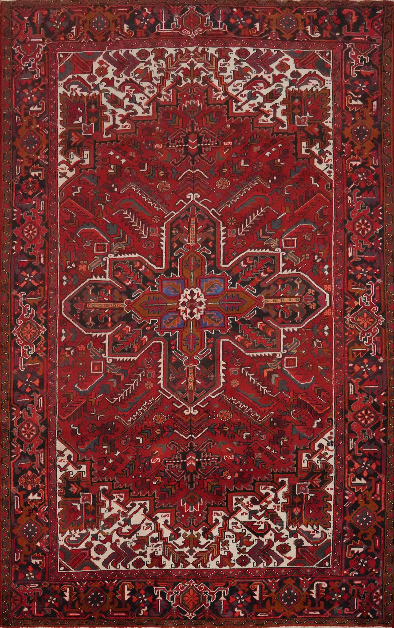 Vegetable Dye Red Heriz Persian Area Rug 7x10