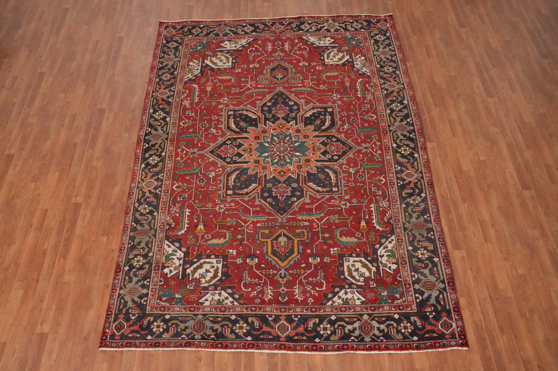 Vegetable Dye Red Heriz Persian Area Rug 8x11