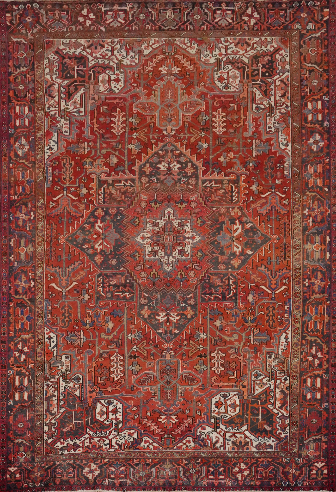 Geometric Vegetable Dye Heriz Persian Area Rug 9x12