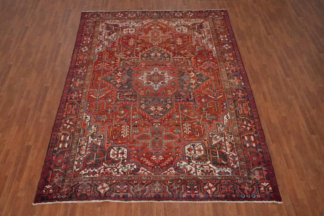 Geometric Vegetable Dye Heriz Persian Area Rug 9x12