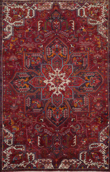 Red Wool Vegetable Dye Heriz Persian Area Rug 6x10