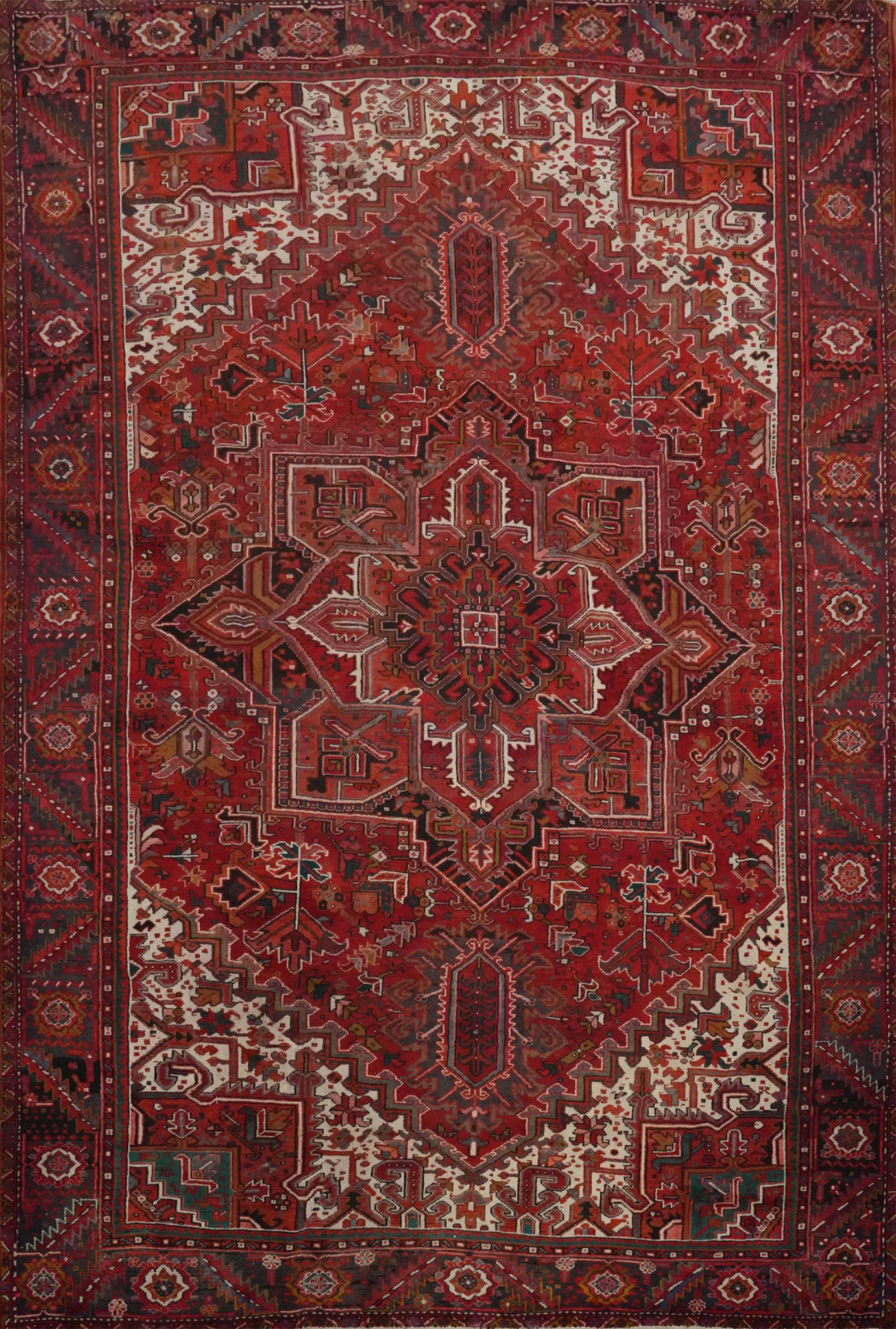 Vegetable Dye Red Heriz Persian Area Rug 10x13