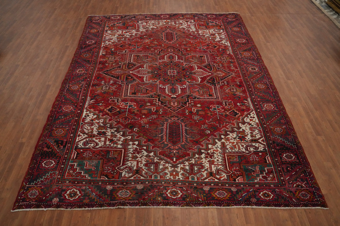 Vegetable Dye Red Heriz Persian Area Rug 10x13