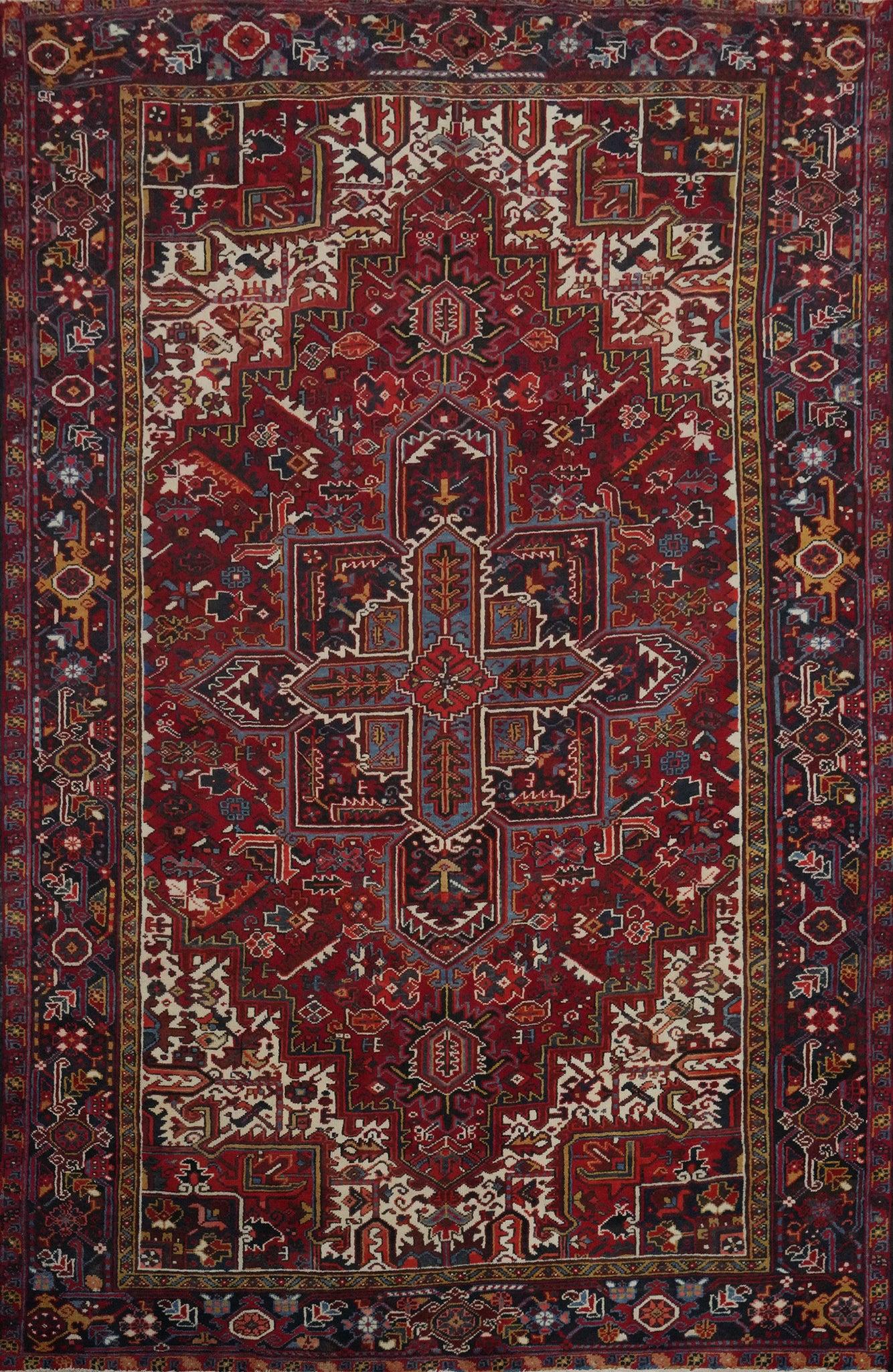 Red Wool Vintage Heriz Persian Vegetable Dye Rug 7x10