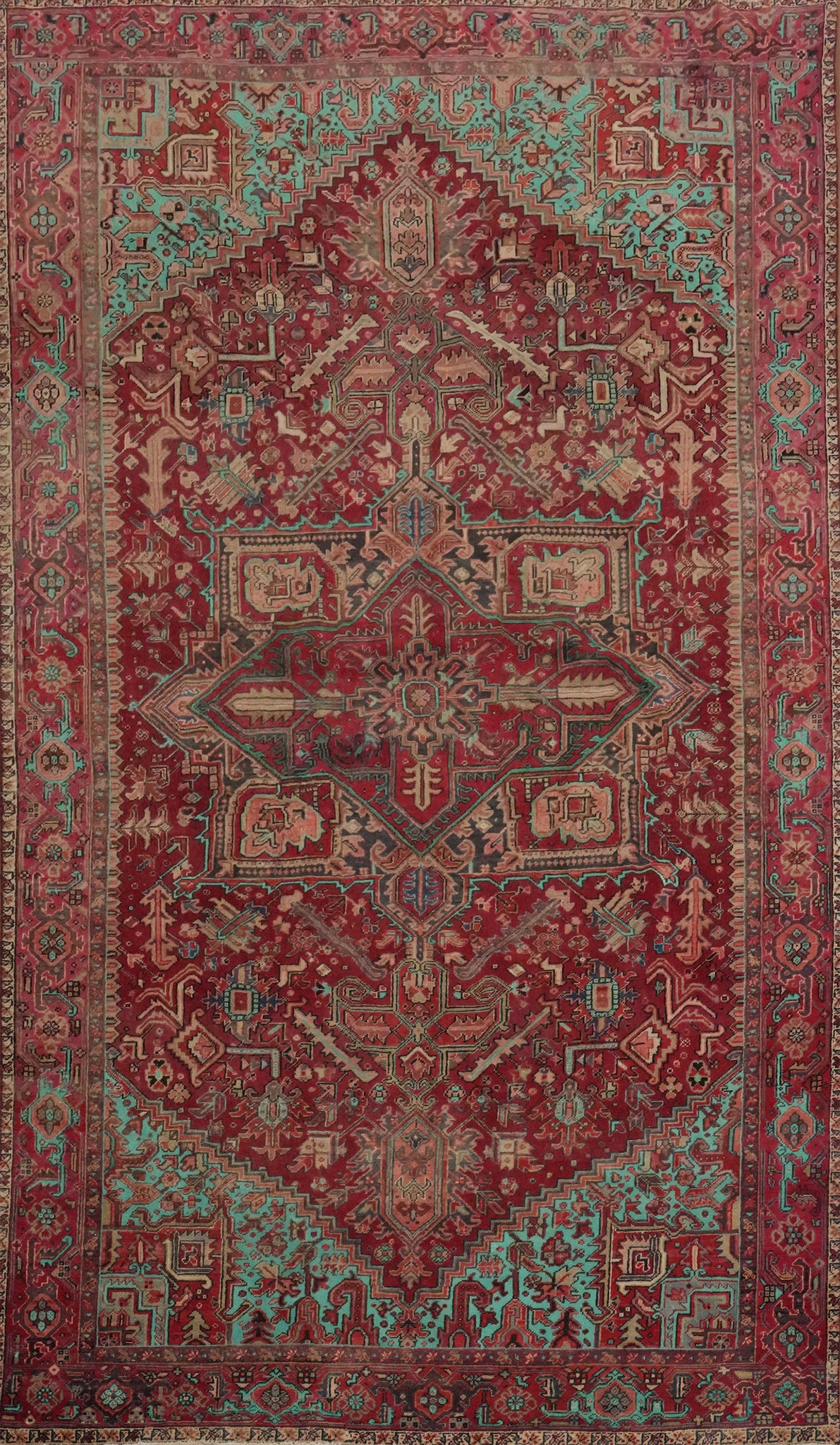 Handmade Red Heriz Vegetable Dye Persian Rug 8x13