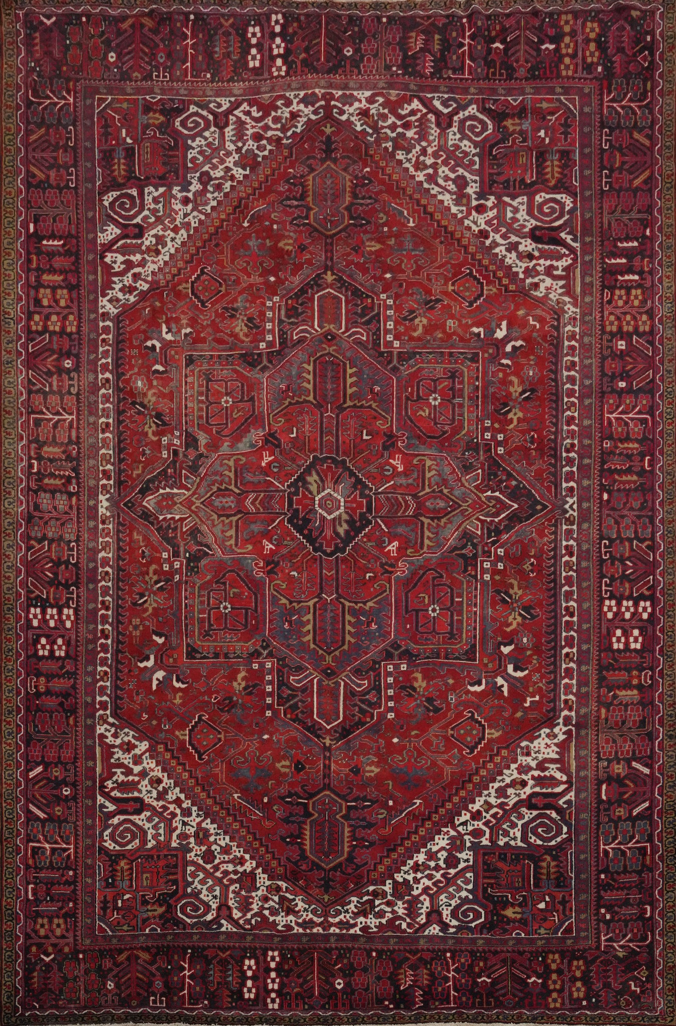 Vegetable Dye Red Heriz Persian Large Rug 10x13