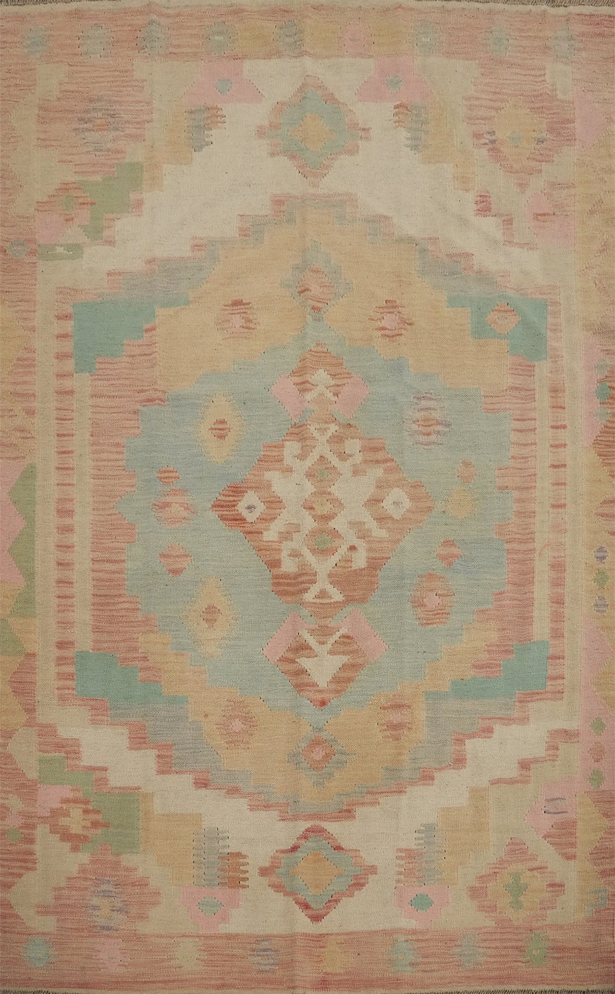 Geometric Wool Kilim Handwoven Rug 5x7