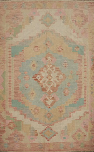 Geometric Wool Kilim Handwoven Rug 5x7