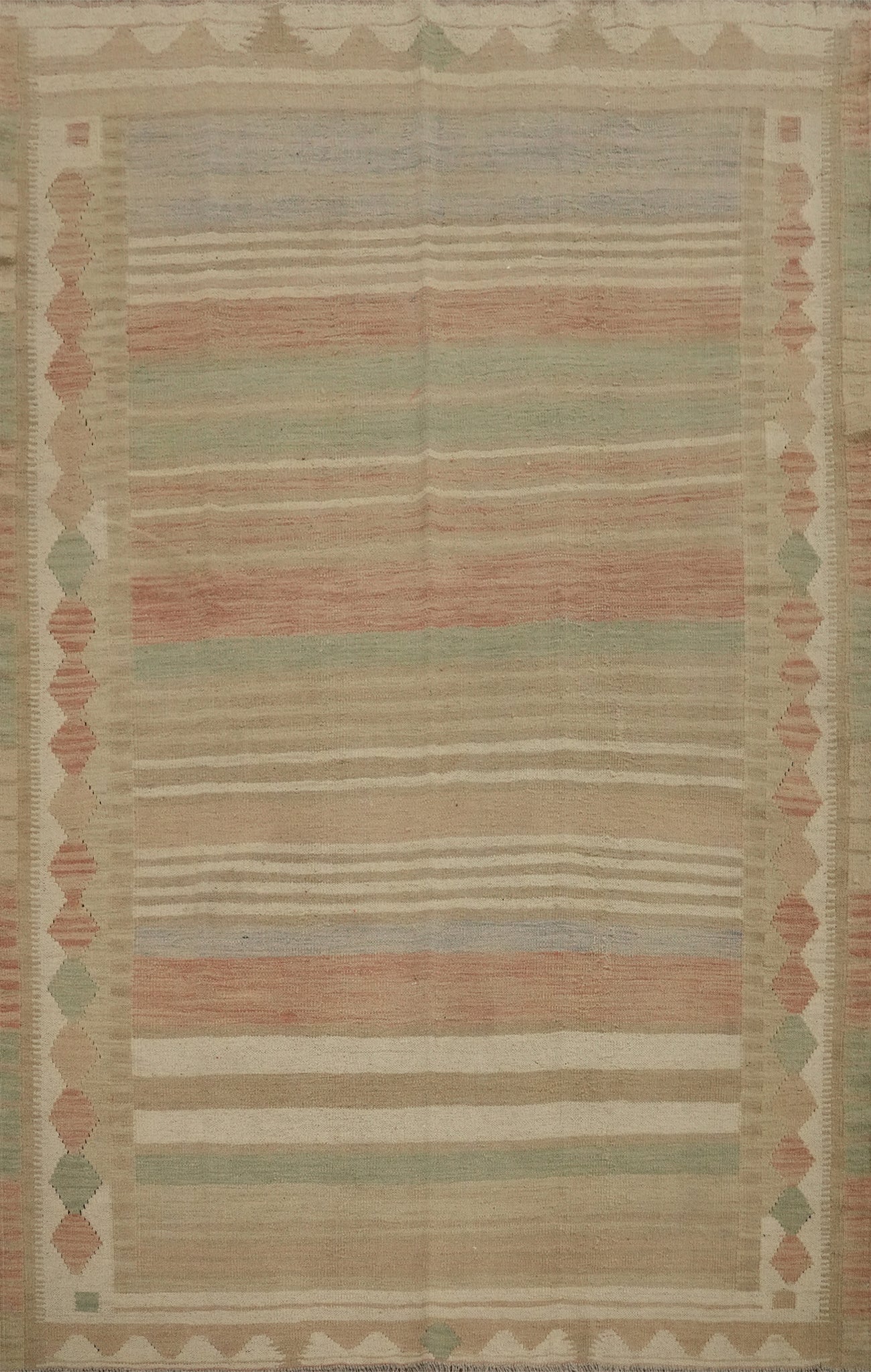 Classic Stripes Neutral Tone Kilim Rug 5x7 for Cozy Spaces