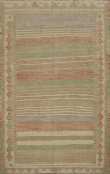 Classic Stripes Neutral Tone Kilim Rug 5x7 for Cozy Spaces